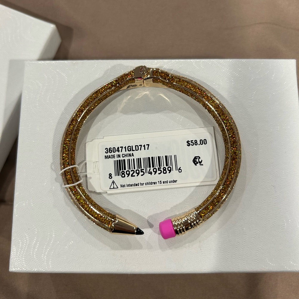 Betsey Johnson Pencil Hinged Bangle Bracelet - Gold - One size